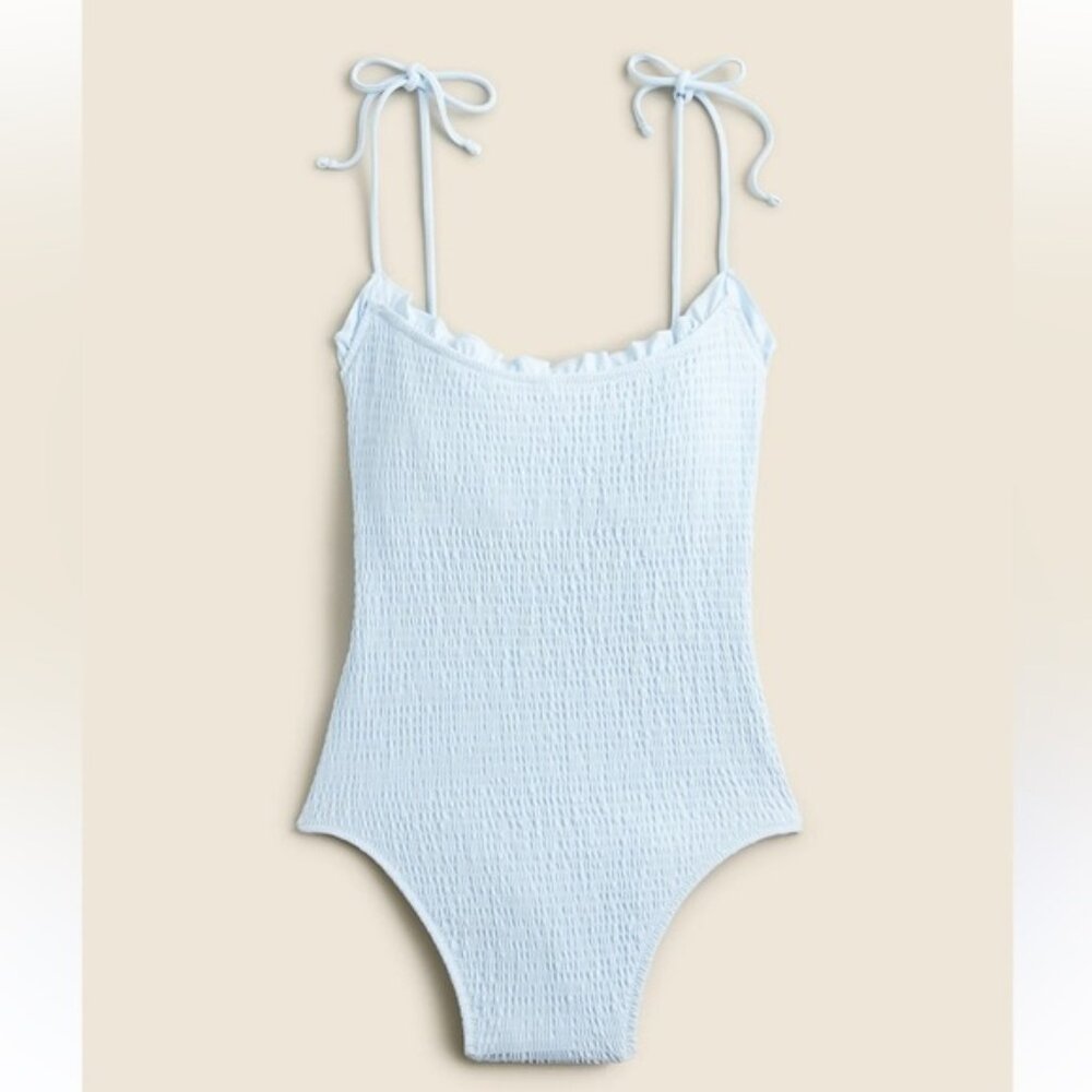 J. CREW Smocked Tie-Shoulder One-Piece Swimsuit Size 16 NWT